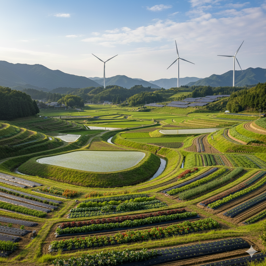 環境保全型農業の支援に取り組む農家と畑の様子